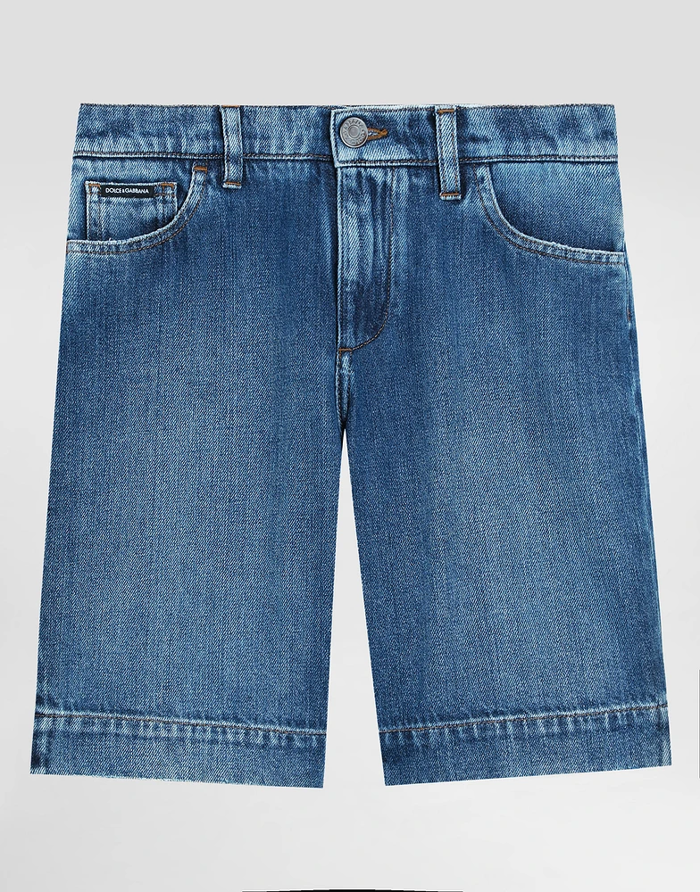 5-pocket denim shorts with Dolce&Gabbana logo