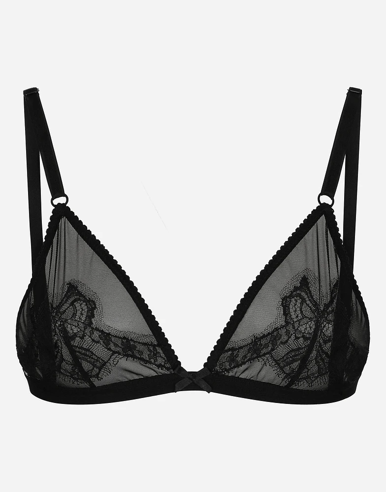 Lace and tulle soft-cup triangle bra