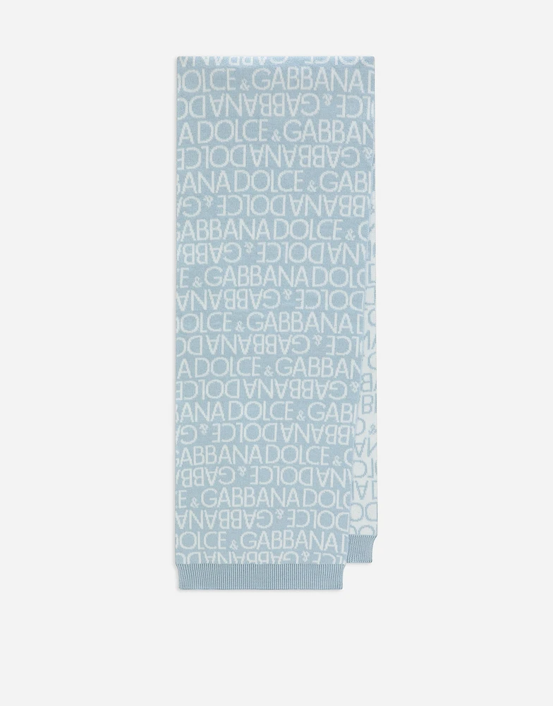 Knit scarf with all-over jacquard logo