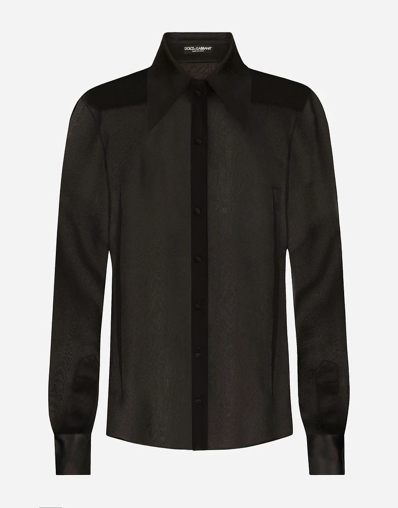 Silk chiffon shirt with satin details