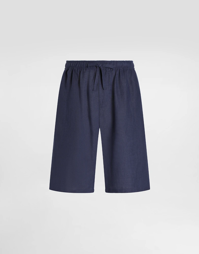 Linen shorts with DG logo embroidery