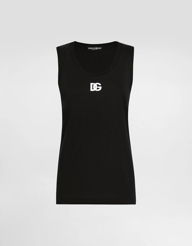 Oversize jersey tank top with DG logo embroidery
