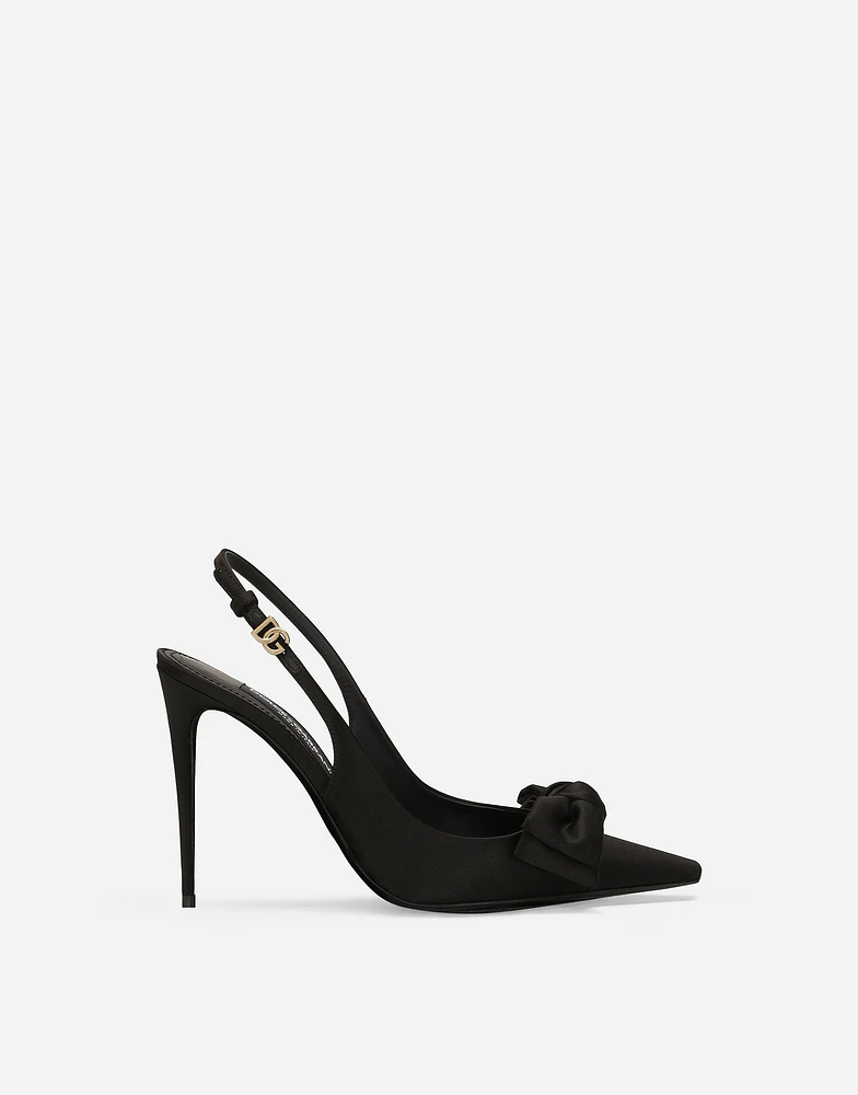 Satin slingbacks with bow detail