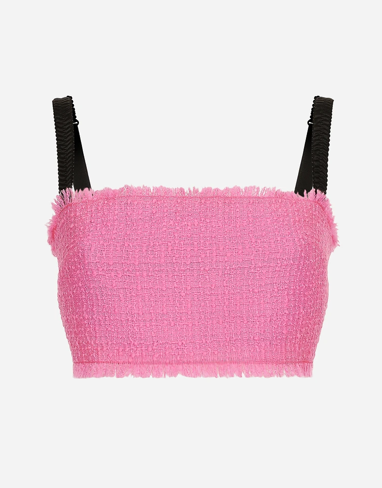Raschel tweed crop top with straps