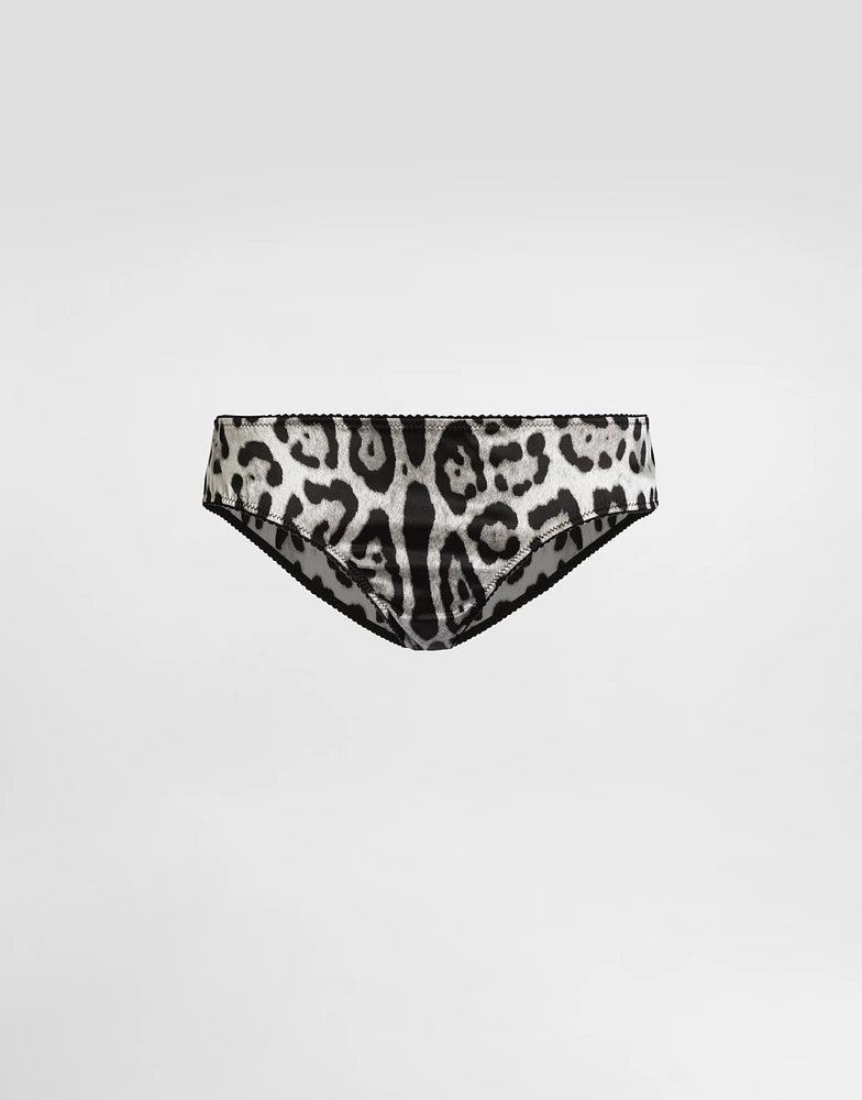 Leopard-print satin panties