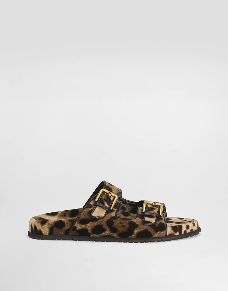 Printed velvet sliders