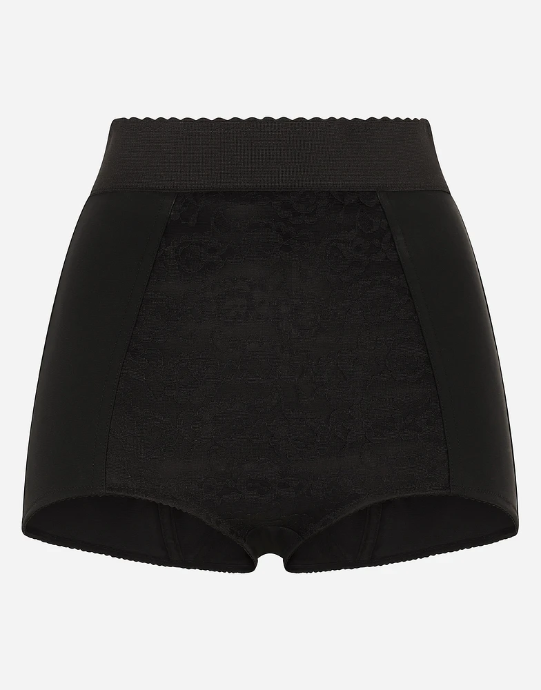 High-waisted shaper panties jacquard and satin