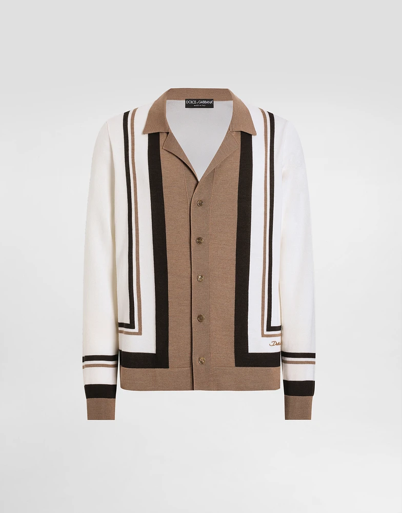 Wool cardigan with DG embroidery
