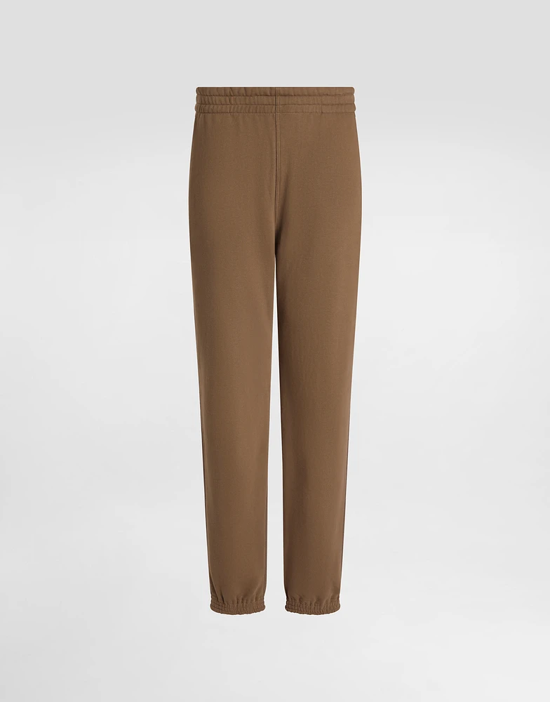 Stretch jersey jogging pants with embroidery