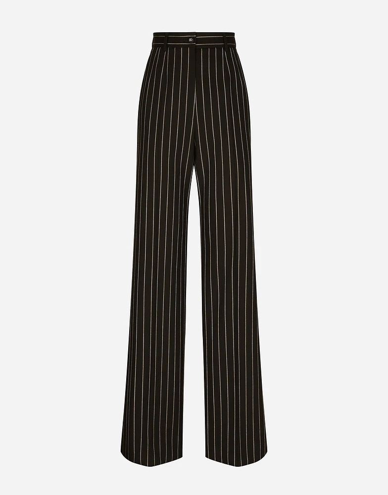 Pinstripe wool palazzo pants