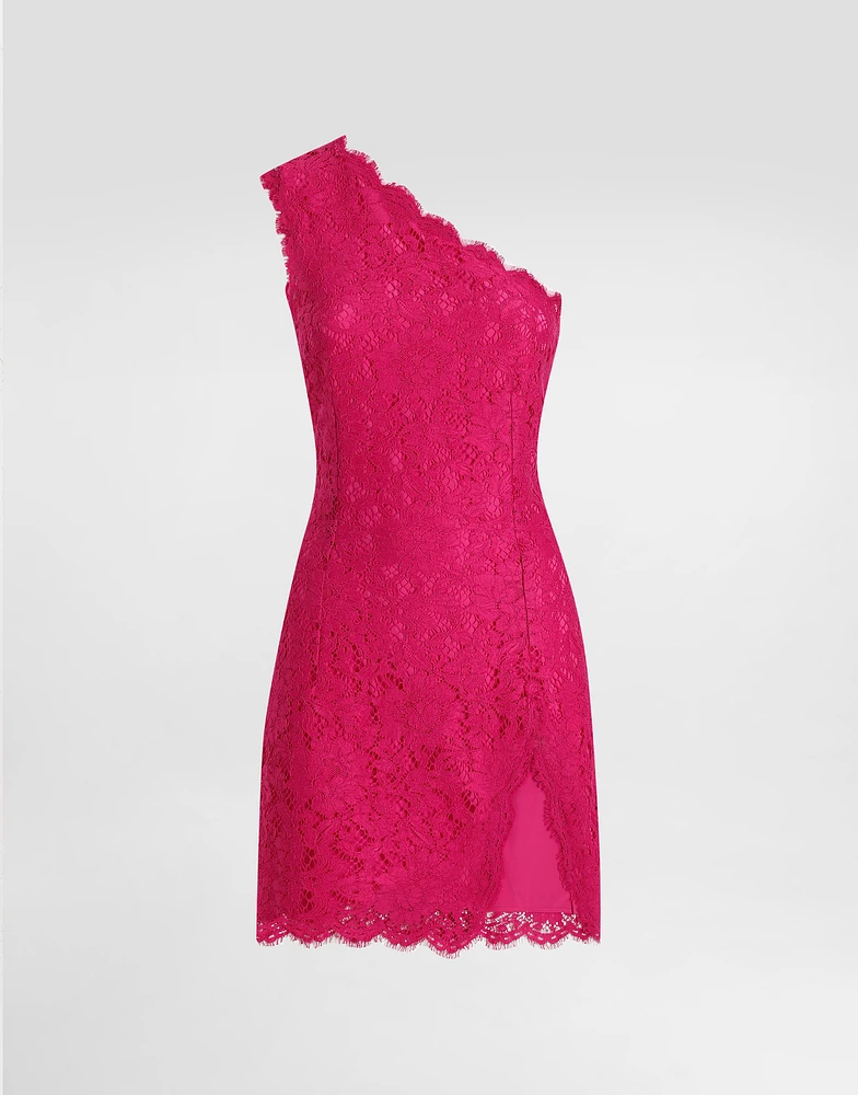 Floral cordonetto lace minidress with slit
