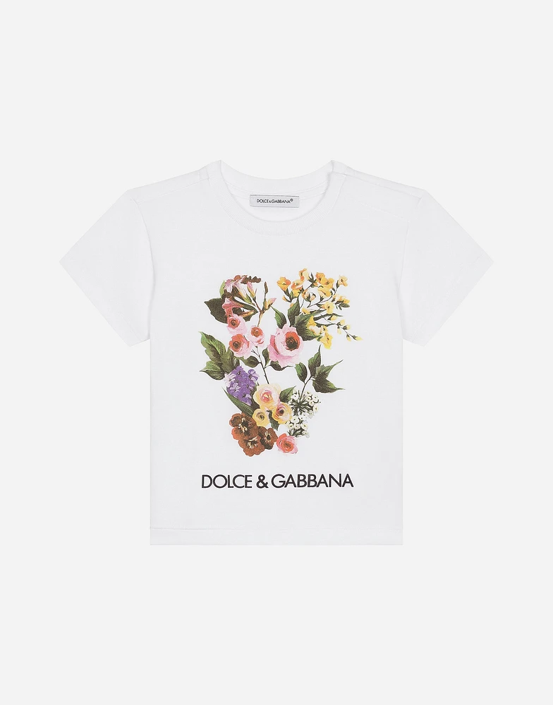 Jersey T-shirt with mixed floral print