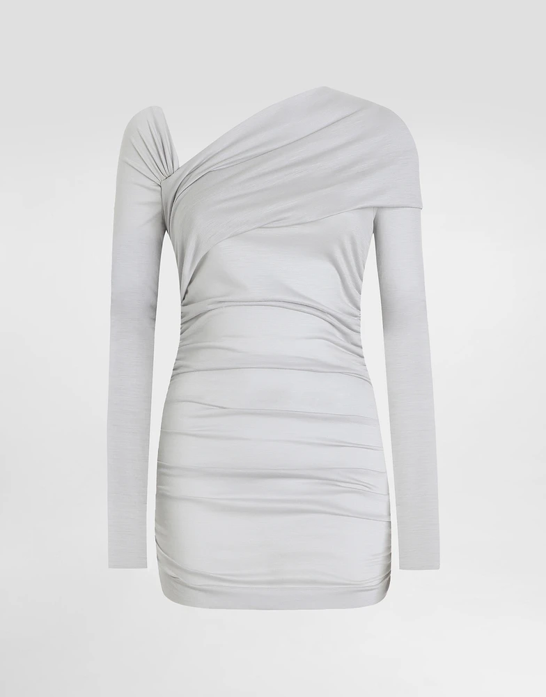 Draped top with asymmetric neckline