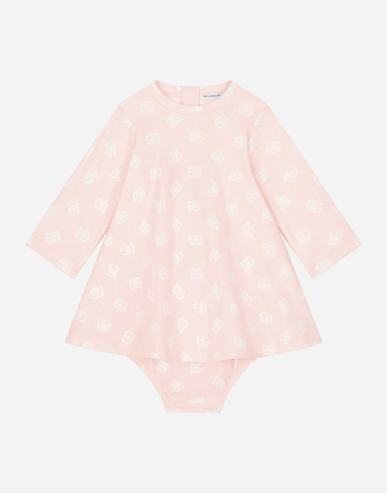 Interlock dress with all-over logo print
