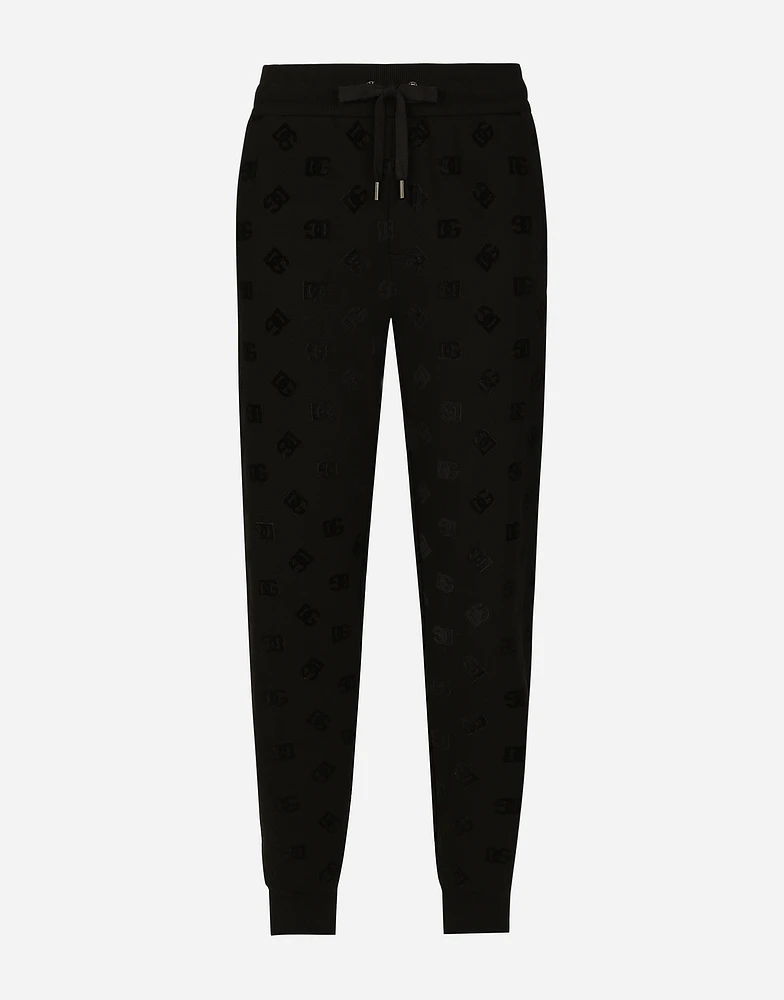 Jersey jogging pants with all-over DG logo print