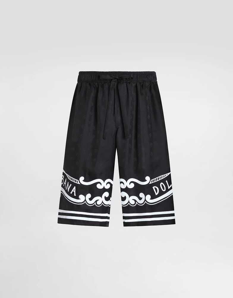 Silk shorts with bandanna-print details