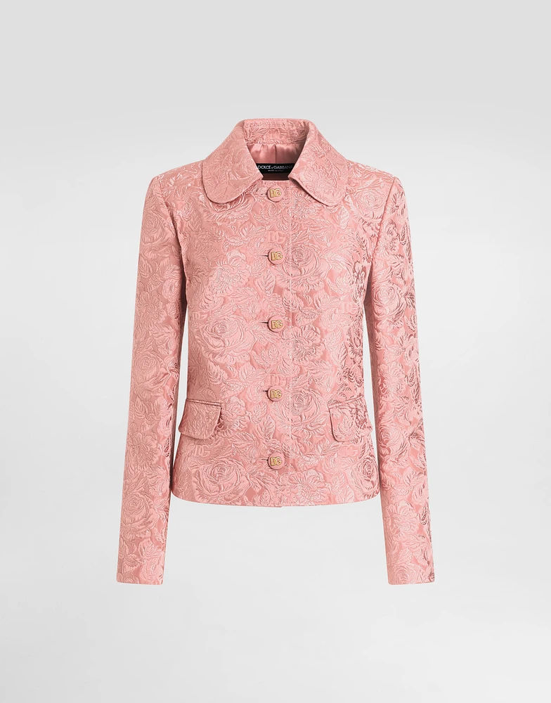 Single-breasted floral quilted jacquard Gabbana jacket