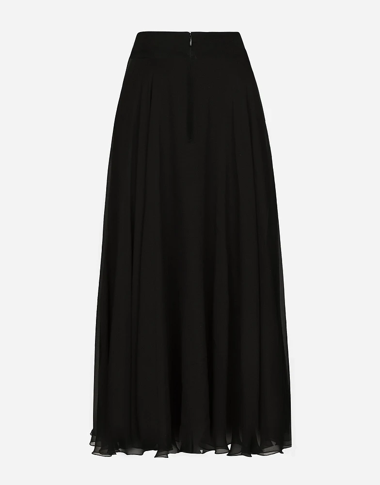 Chiffon calf-length circle skirt
