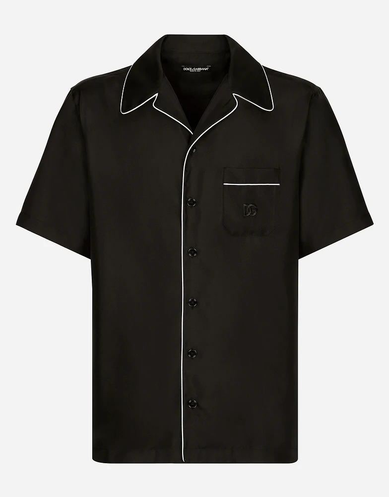Silk twill shirt with DG embroidery