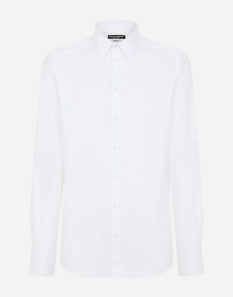 Cotton micro-jacquard Martini-fit shirt