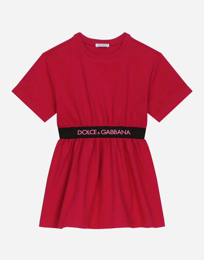 Interlock dress with branded elastic