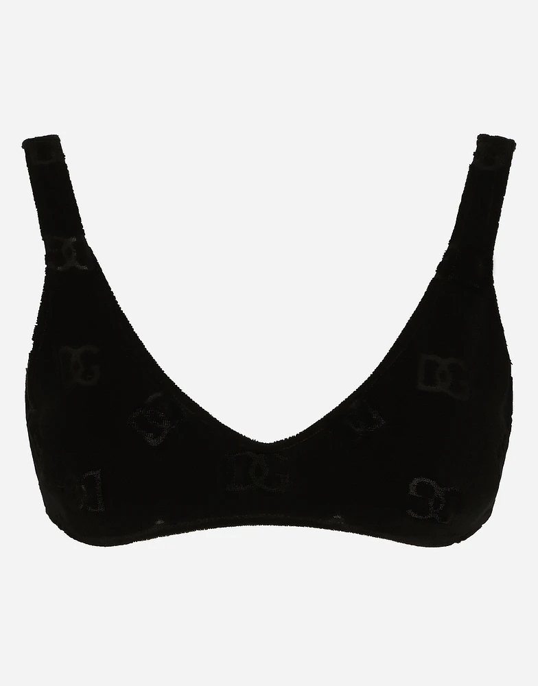 Flocked jersey top with all-over DG logo