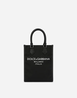 Small nylon bag with rubberized logo