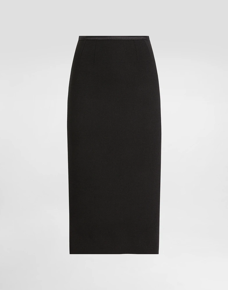Wool crepe calf-length pencil dress