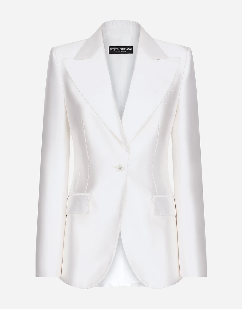 Single-breasted Mikado silk Turlington jacket