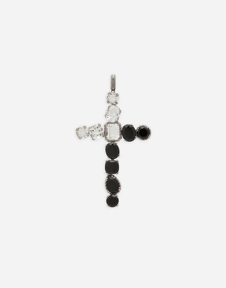 Rainbow Monochrome Charm 18-carat white gold, colorless topazes and black spinels