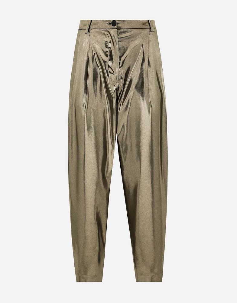 Foiled stretch satin pants