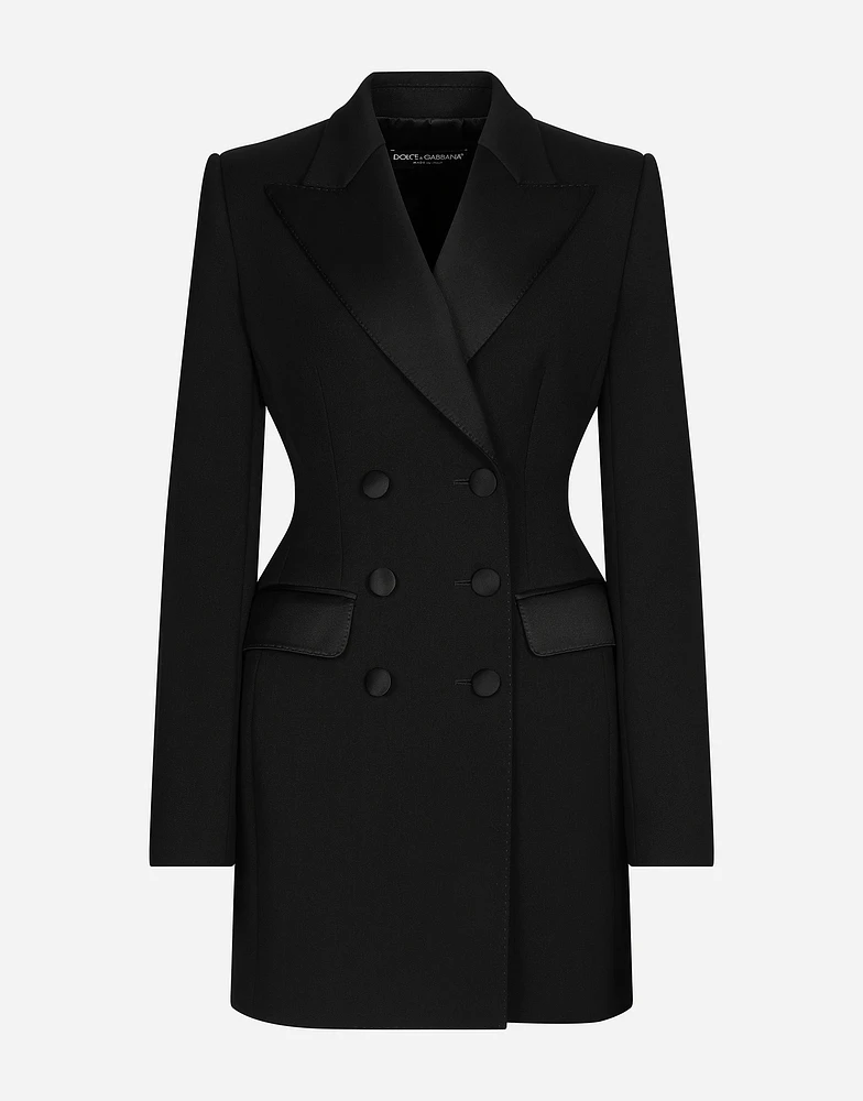 Long double-breasted Dolce tuxedo jacket stretch wool