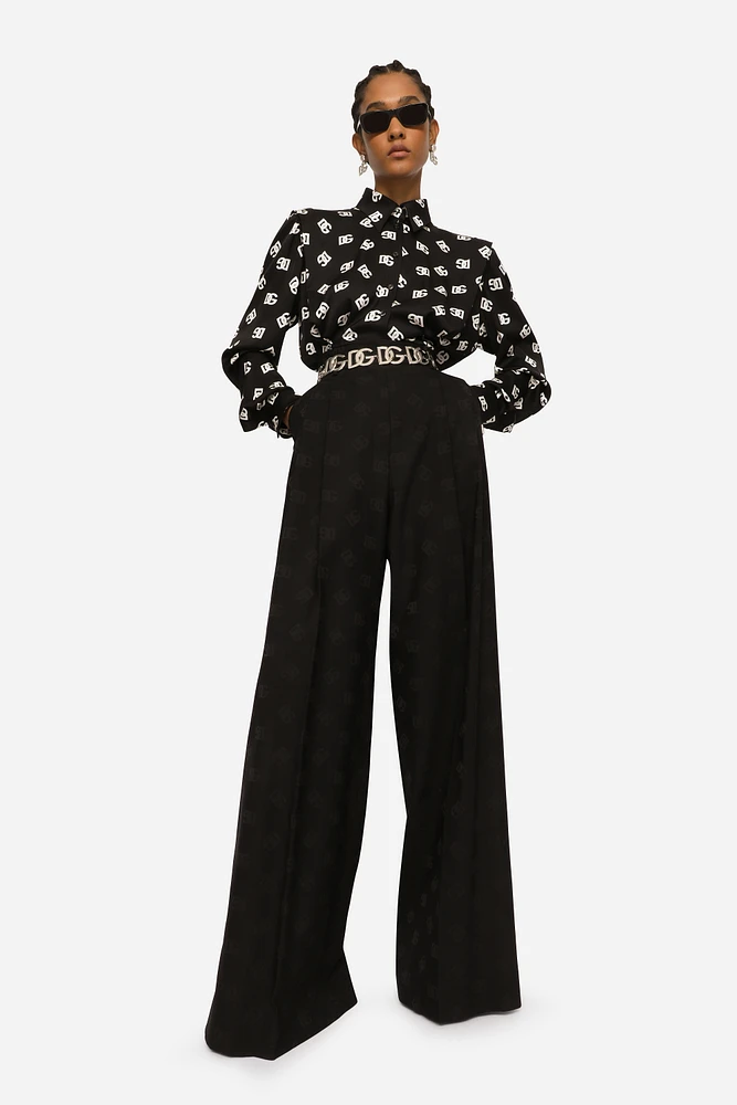 Charmeuse shirt with all-over DG logo print