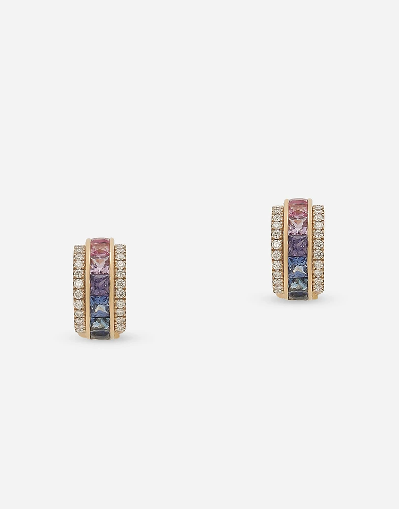 Rainbow Earrings 18 carat yellow gold, multicolored sapphires and diamonds