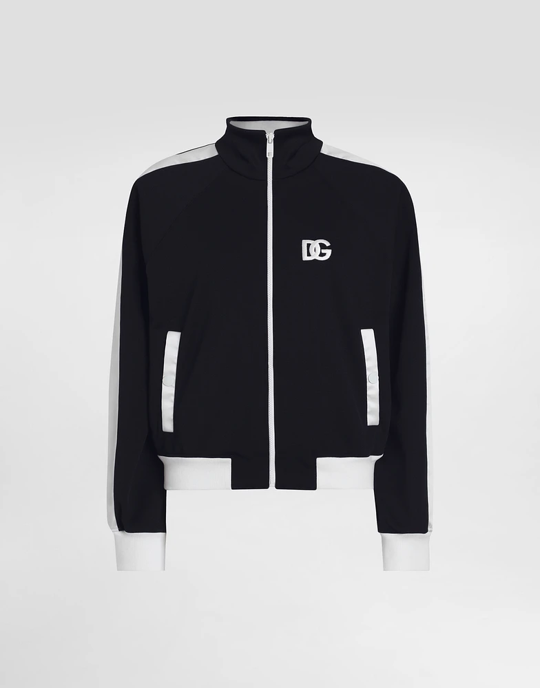 Zip-up triacetate sweatshirt with DG logo embroidery