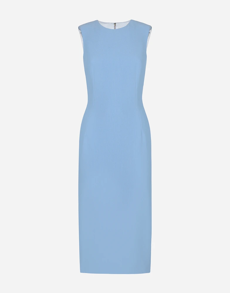 Wool crêpe calf-length sheath dress