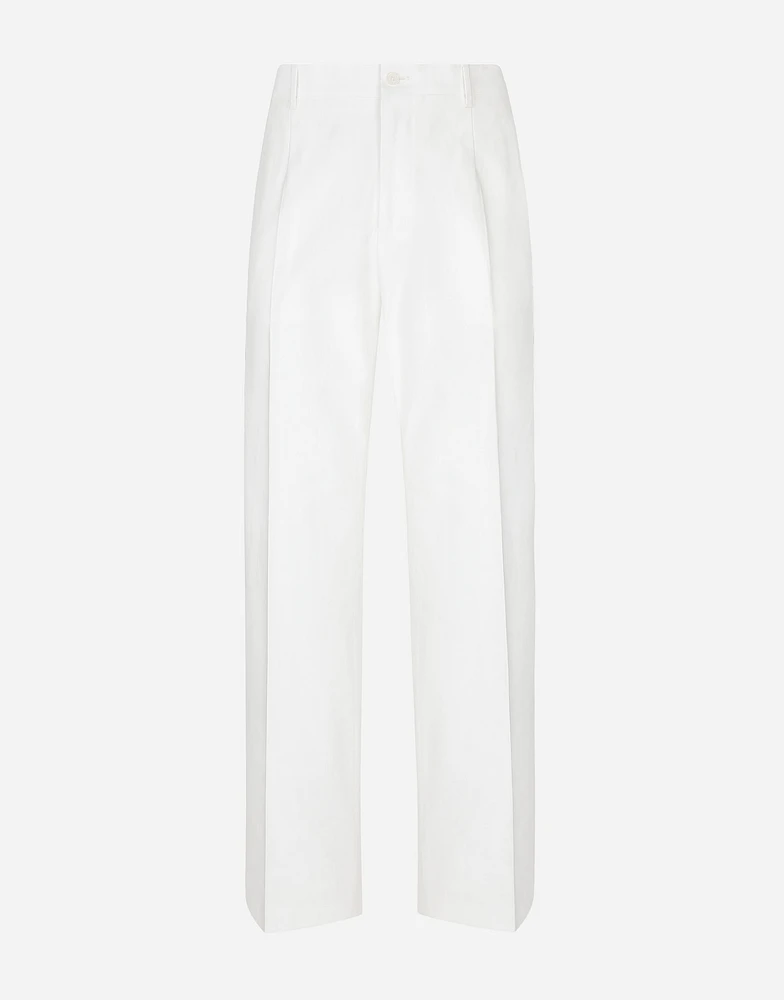 Straight-leg cotton gabardine pants