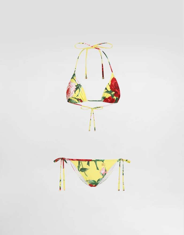 Triangle bikini with floral bouquet print