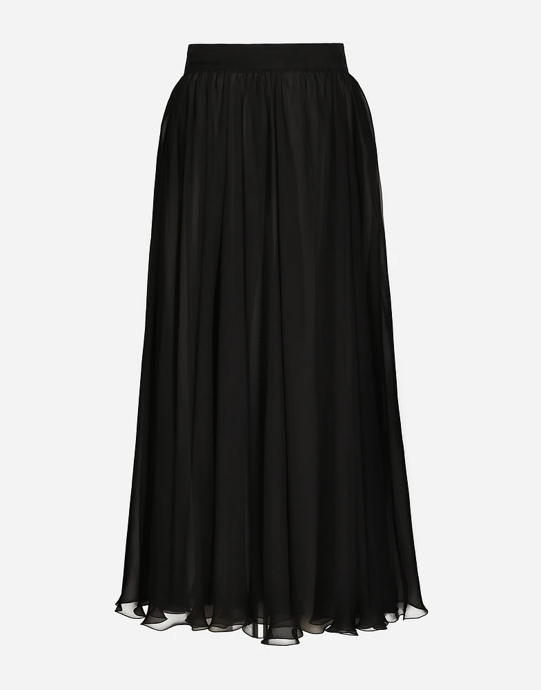 High-waisted chiffon circle skirt