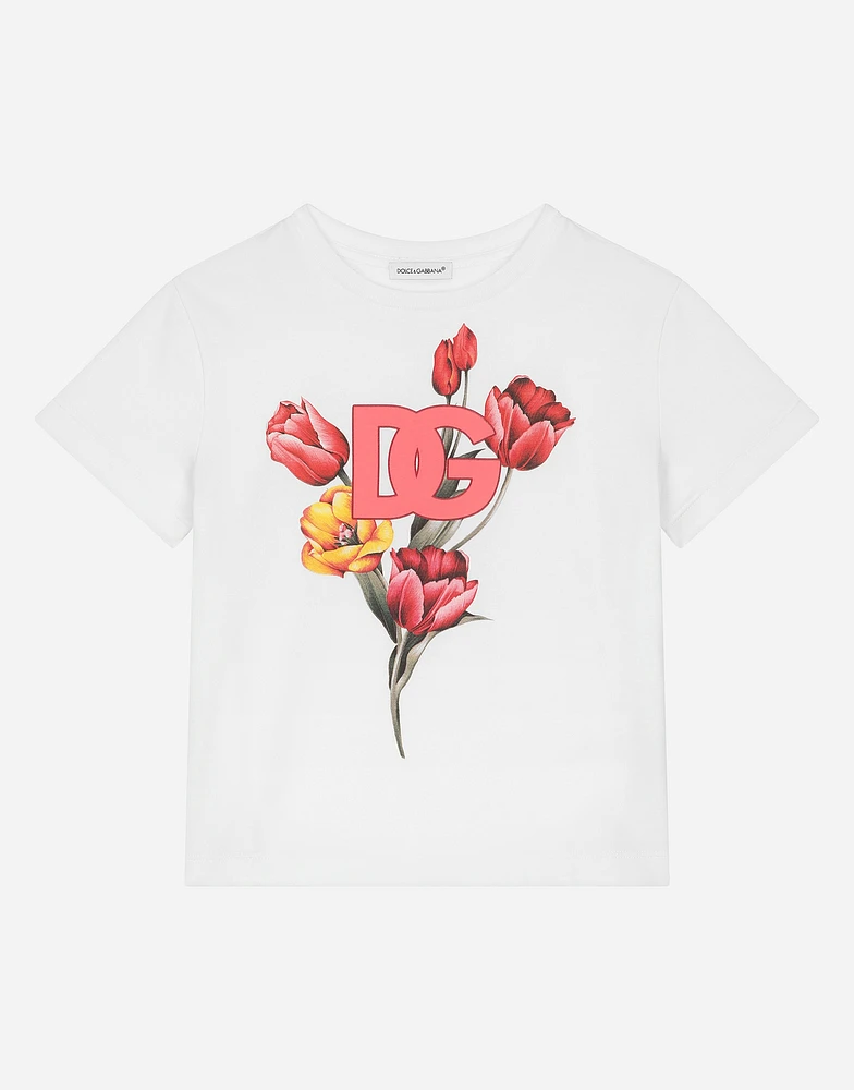 Jersey T-shirt with tulip print