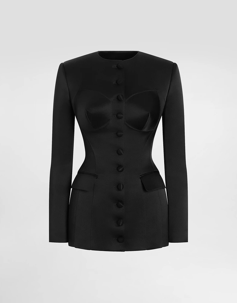 Single-breasted duchess jacket with conical cups