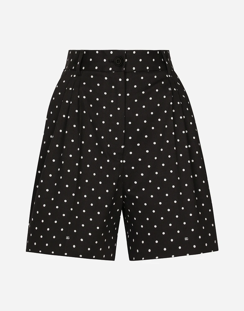Polka-dot cotton shorts