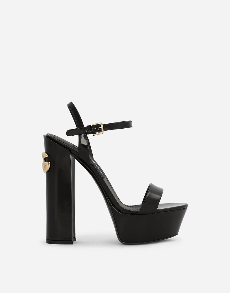 Polished calfskin platform sandals