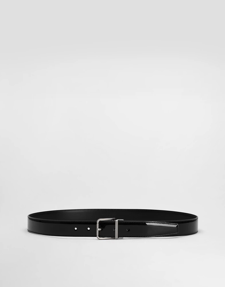Patent calfskin belt