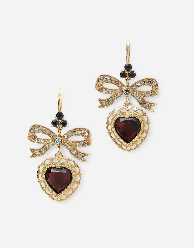 Devotion Earrings 18 carat yellow gold and red rhodolite garnet