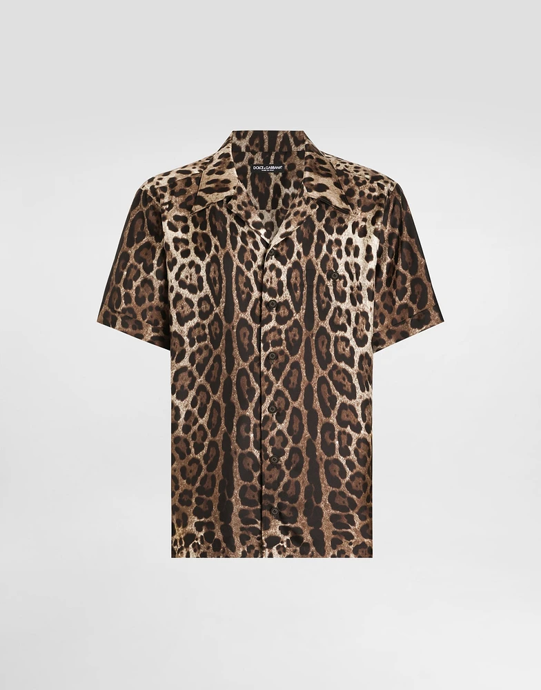 Silk shirt with leopard print