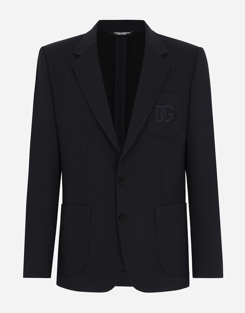 Single-breasted stretch jersey jacket