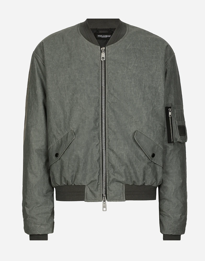 Oversize linen bomber jacket