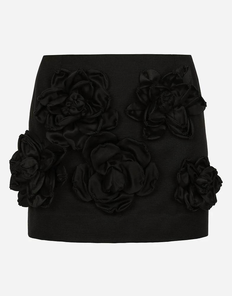 Short Ottoman skirt with floral appliqué