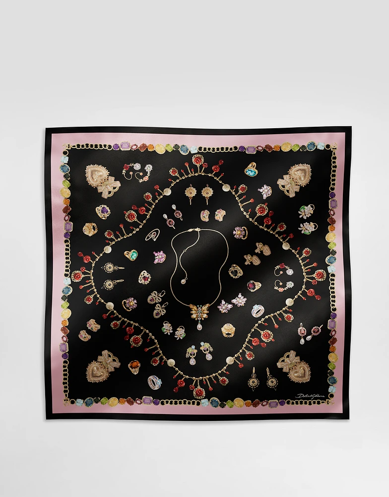 Jewelry-print silk twill foulard (70x70)